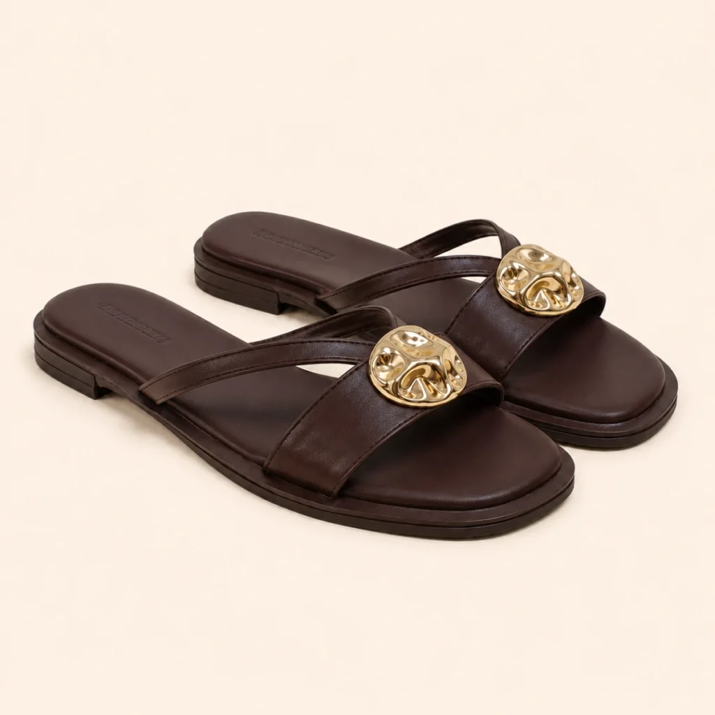 Claquette femme marron