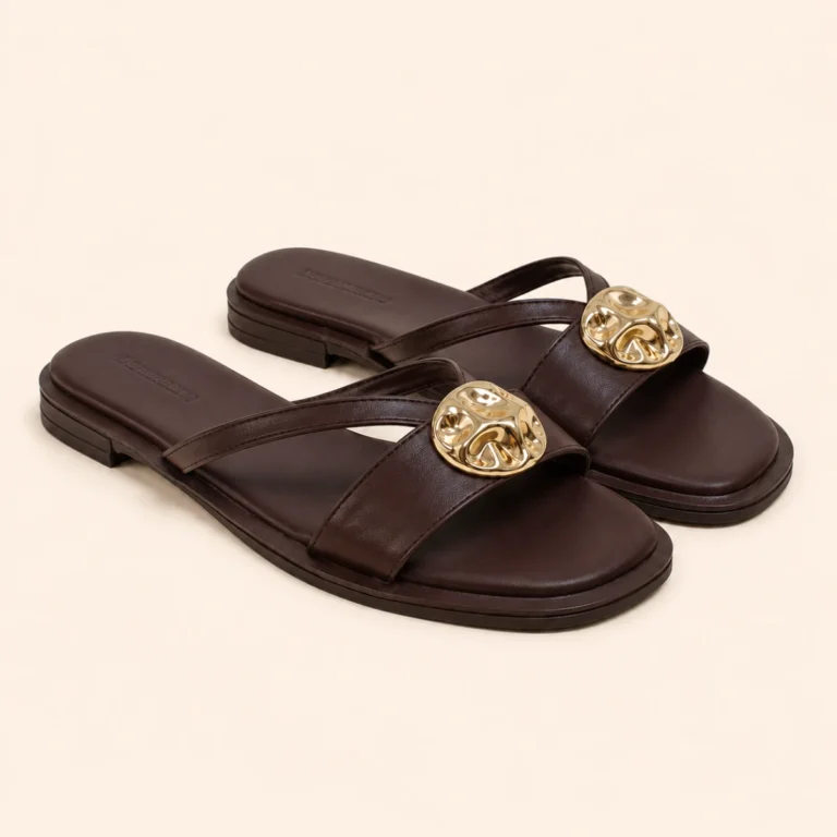 Claquette femme marron