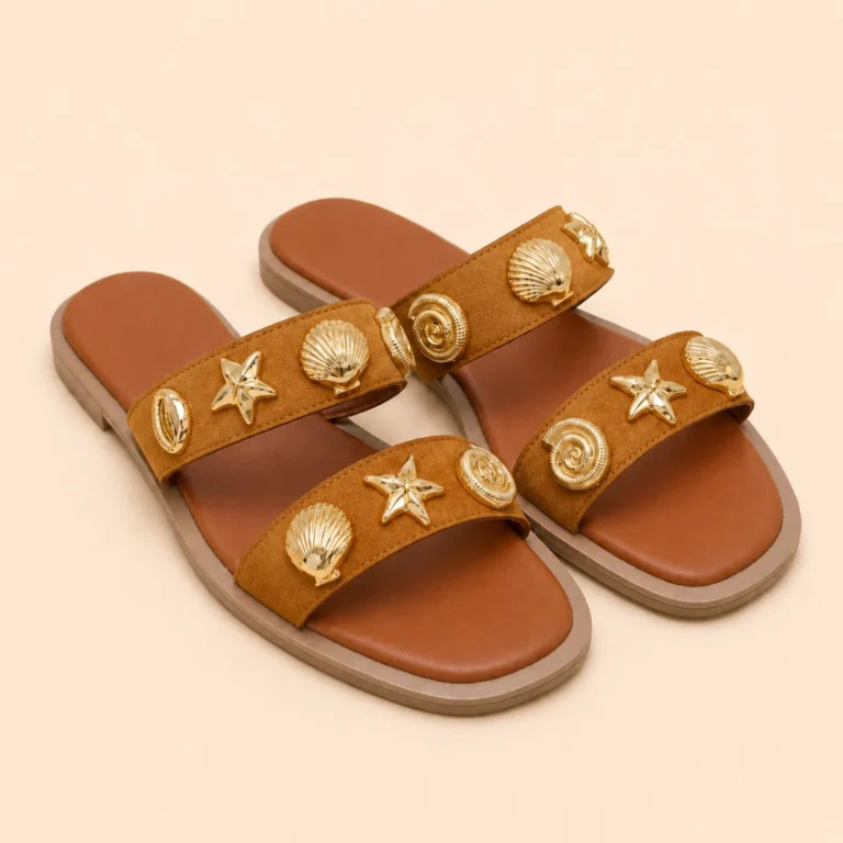 claquette femme camel